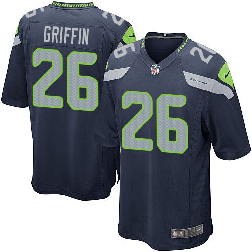 Men Seattle Seahawks 26 Shaquill Griffin Nike Navy Game Player NFL Jersey
